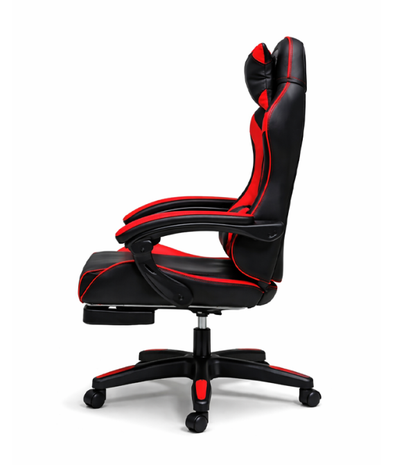 Геймерське крісло Primaveo з ергономічними подушками та висувною підставкою для ніг, Чорний/Червоний Київ - фото 7