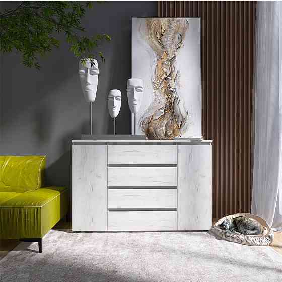 Комод Еверест КЛ-4 Лайт (телескопічні) 140х38х93 см Дуб Крафт білий (DTM-071077) Львів