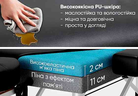 EasyFit Масажний стіл EasyFit ZenRest-2 кушетка складна Чорна з чохлом Коломия