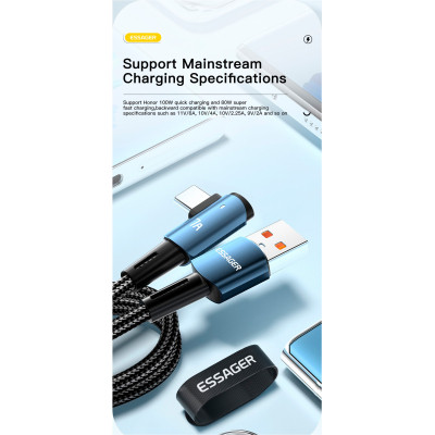Дата кабель USB 2.0 AM to USB-C 1.0m 100W blue Essager (EXCWT7A-CG03-P) Вінниця - фото 4