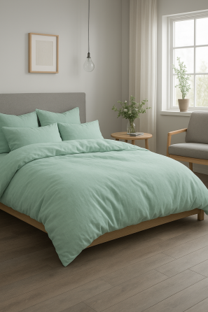 Ecotton Підковдра на блискавці Ecotton двоспальна 175х215 см фланель з бавовни Mint м'ятний Коломыя