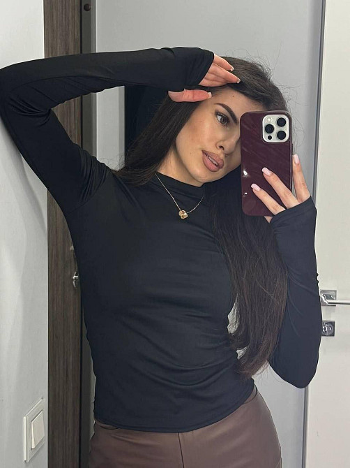 Жіночий модний лонгслів із вирізом для пальчиків мікродайвінг Чорний, 42/44 Одеса - фото 1