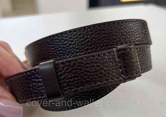 Стильный тонкий женский ремень в коричневом цвете в стиле Hermes 20 мм Puos Киев