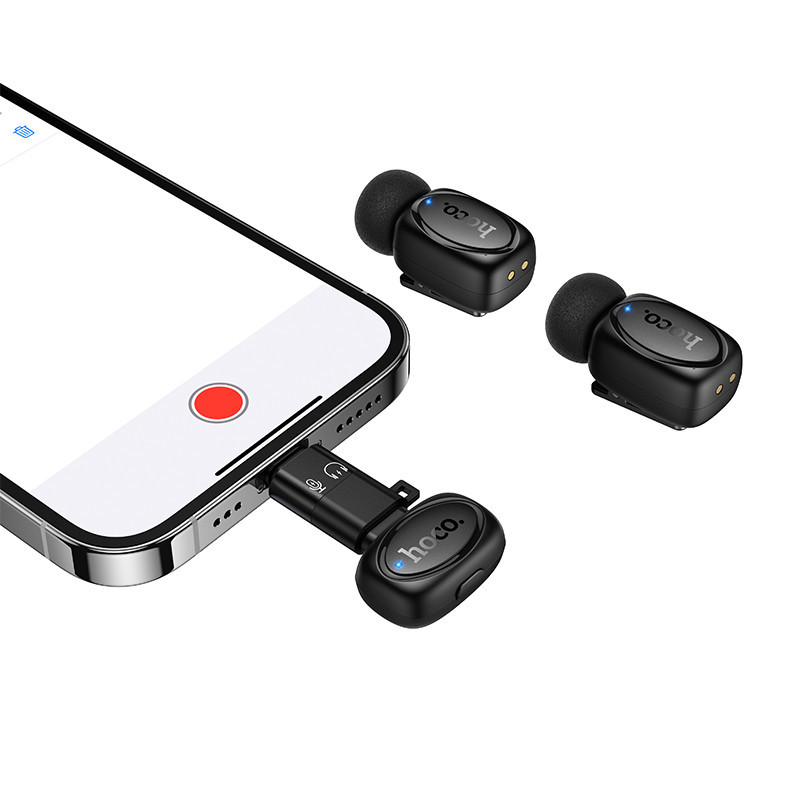 Бездротова мікрофонна система HOCO L19 Graceful wireless microphone(iP/Type-C) Black Київ - фото 5