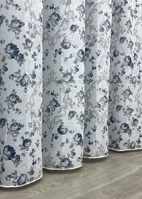 Тюль VR-Textil 416т Flora Батист Білий з сіро-блакитним 500х270 см (42-0828) Київ - фото 15