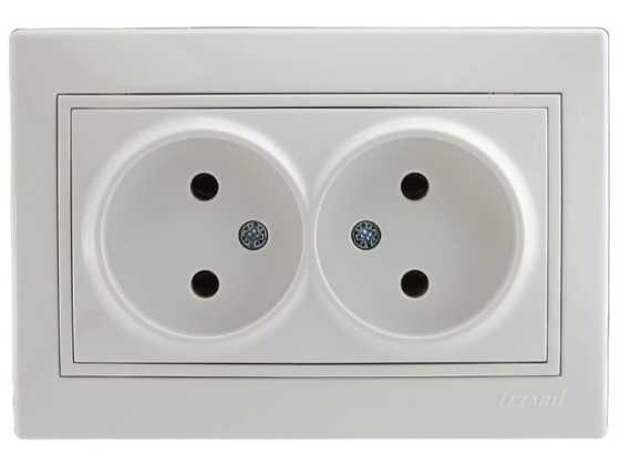 MIRA Розетка подвійна без заземлення білий з білою вставкою Lezard Харків