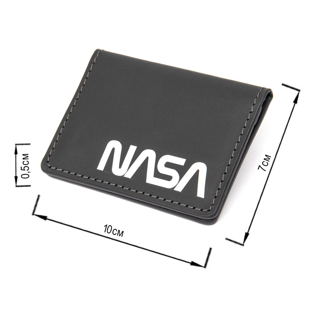 Шкіряна обкладинка для автодокументів з логотипом NASA GRANDE PELLE 11490 Чорний Київ - фото 7