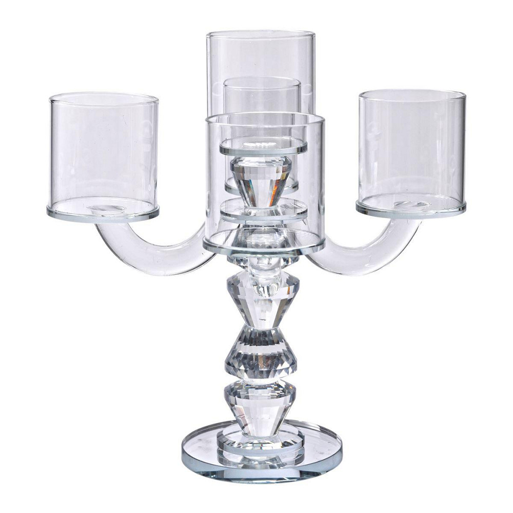 Канделябр на 5 свічок 19×19×24 см підсвічник декоративний скляний на ніжці прозорий HP-4-31 Київ - фото 2