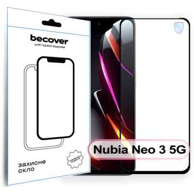 Стекло защитное BeCover Nubia Neo 3 5G Black (713883) Винница