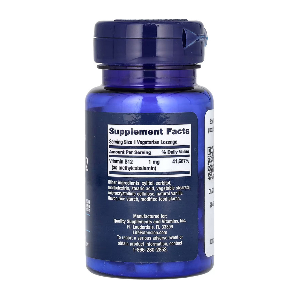 Витамин B12 (метилкобаламин) Life Extension Vitamin B12 Methylcobalamin 1 mg 60 капс Киев - изображение 4