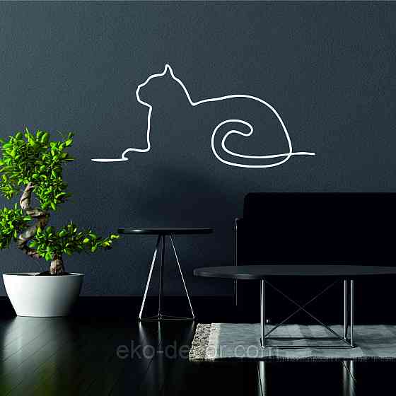 Декоративное настенное 3D Панно «Кот» Декор на стену с объемом 70*32 см, Белый Киев