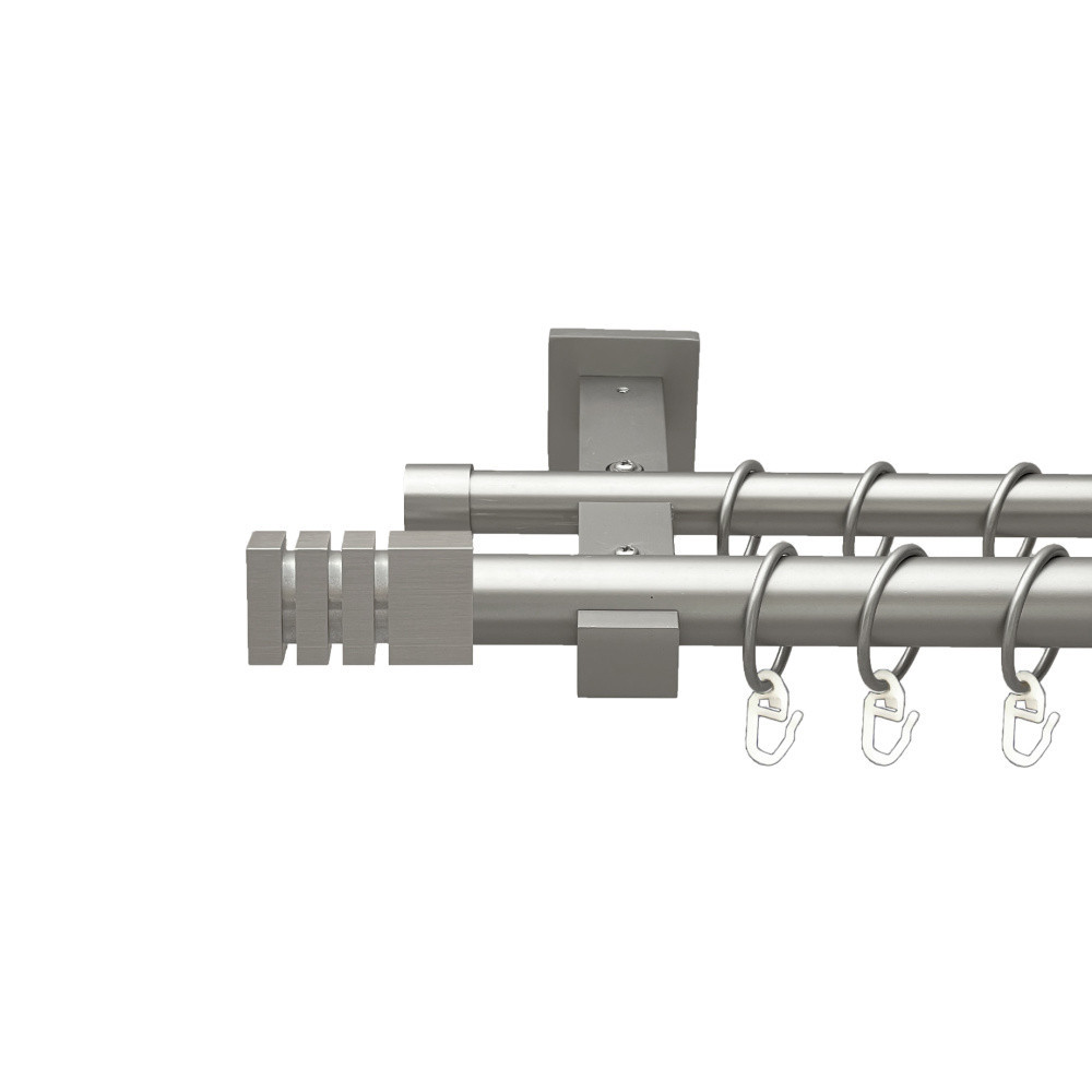 Карниз Orvit Акорда металевий дворядний техно гладка труба кільце металеве Сатин 25\19 мм 300 см (00-00026332) Львов - изображение 1