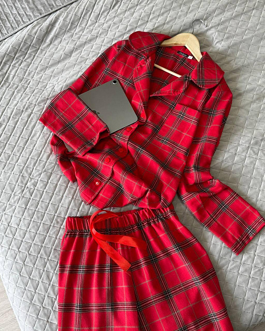 Женская уютная домашняя пижама в клетку байка 48/50 Одесса - изображение 6