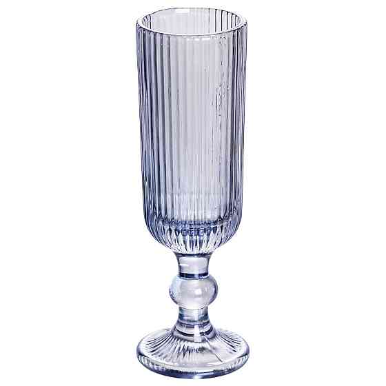 Yiwu Келих для шампанського фігурний прозорий ребристий з товстого скла набір 6 шт Блакитний HP Коломия