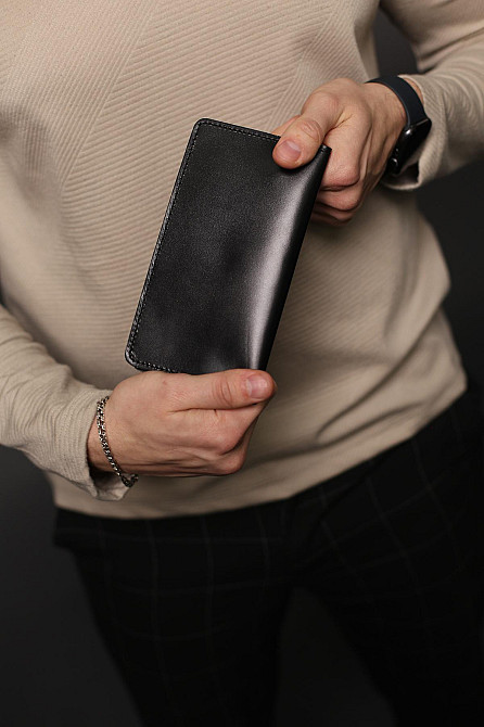 Мужской портмоне из натуральной гладкой кожи SR006 (Черный) Сумы - изображение 1