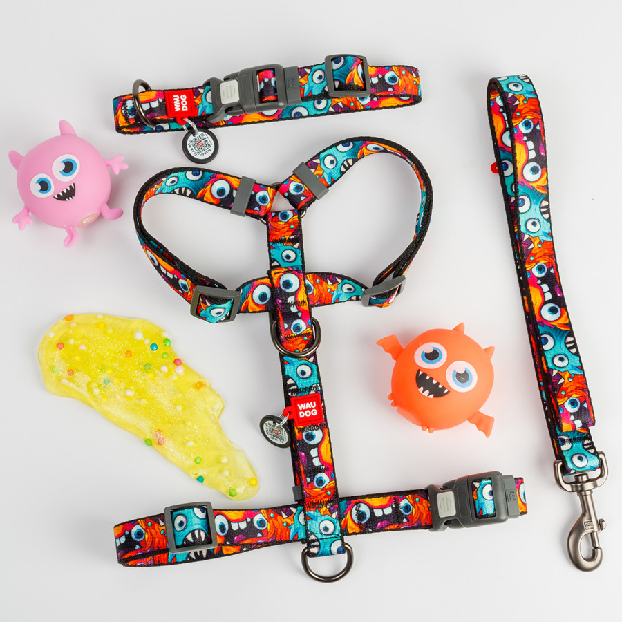 Повідець для собак нейлоновий WAUDOG Nylon, малюнок "Зубасті монстри", M, Ш 20 мм, Дов 122 см Коломыя - изображение 2