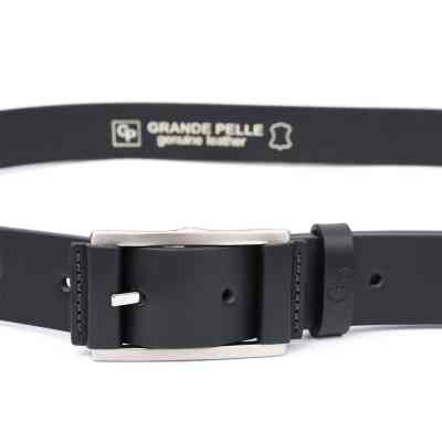 Ремень Grande Pelle Брючный кожаный с квадратной пряжкой Черный (11679) Винница