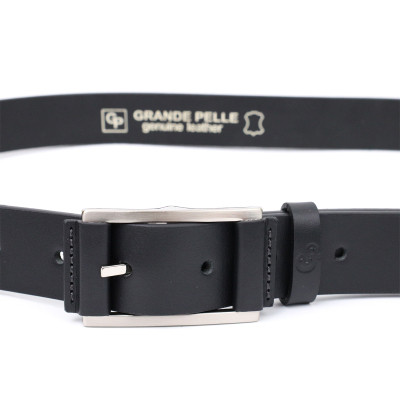 Ремень Grande Pelle Брючный кожаный с квадратной пряжкой Черный (11679) Винница - изображение 4