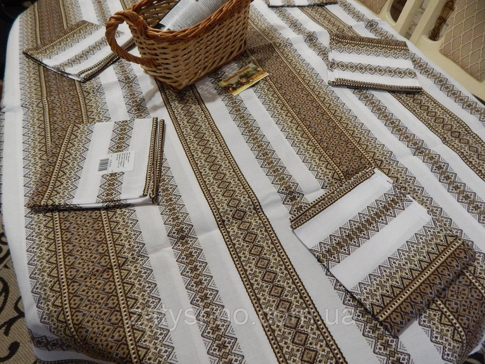 Кавова скатертина з серветками вишита на бавовні Київ - фото 9