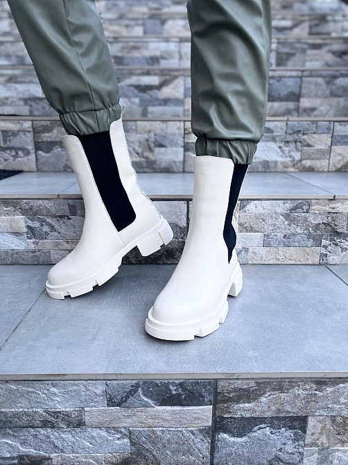 Женские черевики GREMMY бежевые натуральная кожа высота 20 см размер 36-38 (4321) Коломыя - изображение 3