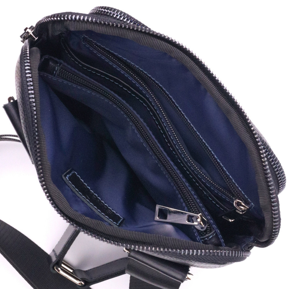 Мужская сумка из комбинированой натуральной кожи SHVIGEL 18720 Черная Киев - изображение 6