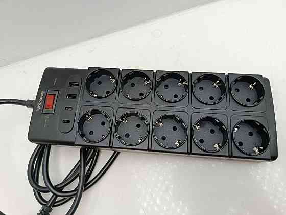 Мережевий подовжувач Ecopower PT1020-CU (10 розеток AC + 4 USB, 4000W, 1050J) Луцьк