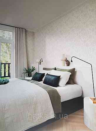 Шпалери флізелінові еко Rasch Sophia 0.53х10 рослинний принт квіти листя срібло бежеві на світло-сірому 3д Київ