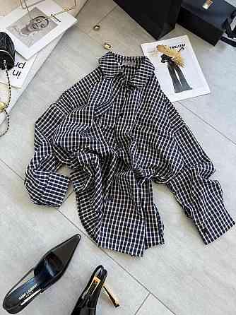 Женская оверсайз рубашка в мелкую клетку костюмный тиар Одесса