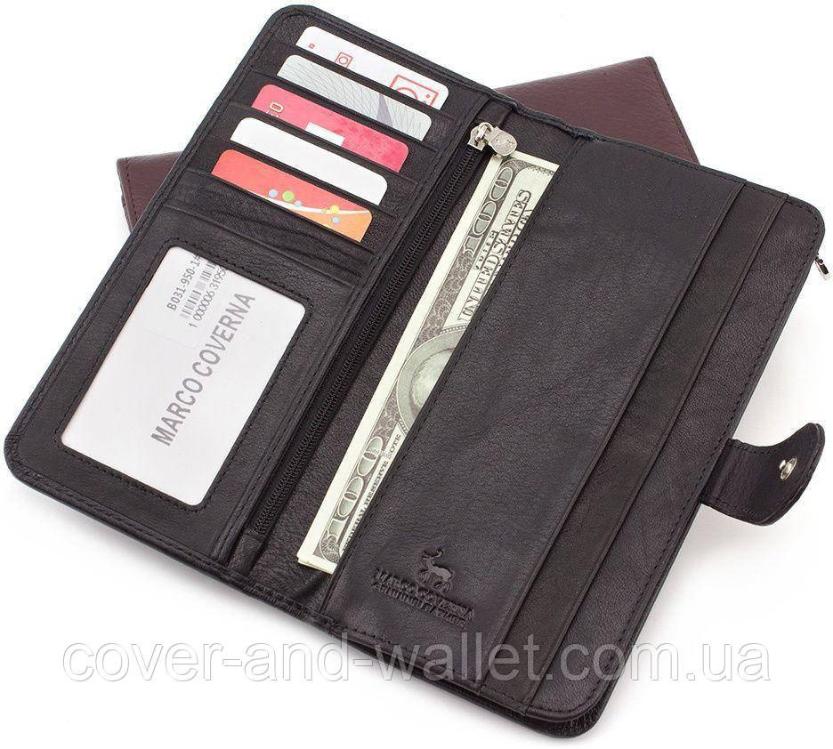 Стильный тонкий черный кожаный кошелек купюрник Marco Coverna MC031-950 Киев - изображение 9