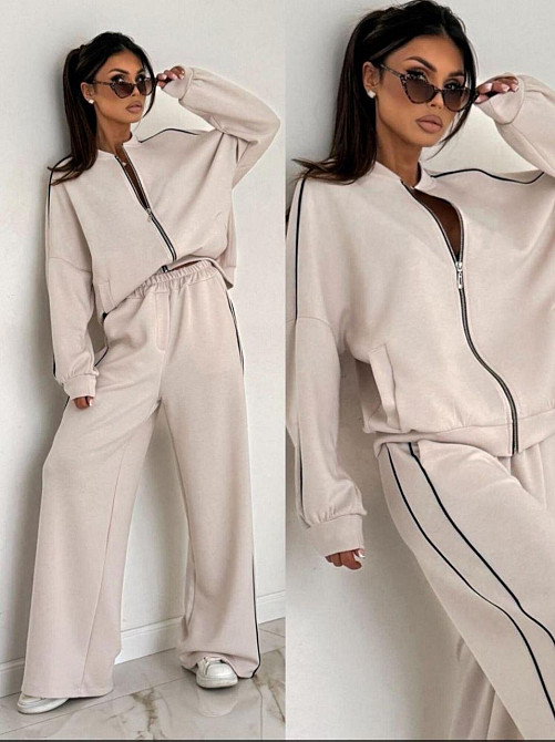 Женский стильный повседневный костюм двойка двухнить петля Бежевый, 42/44 Одесса - изображение 3