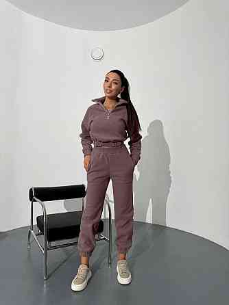 Женский теплый прогулочный костюм двойка: кофта и брюки двусторонний флис Мокко, 46/48 Одесса