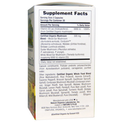 Витамин Natures Plus Органический Витамин D3 5000IU, Source of Life Garden, 60 г (NAP-30735) Винница - изображение 2