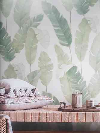 Шпалери вінілові на флізеліні AS creation Attico 1.06х10 під листя великі структурні зелені бежеві 3д Київ