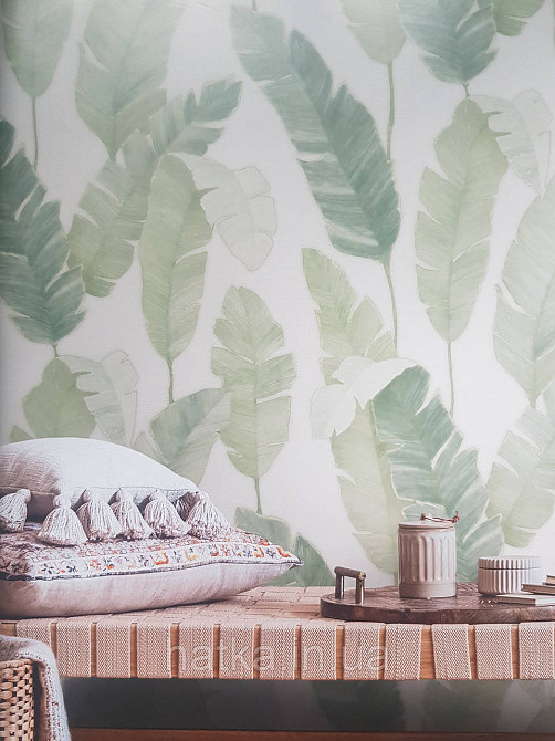 Шпалери вінілові на флізеліні AS creation Attico 1.06х10 під листя великі структурні зелені бежеві 3д Київ - фото 1