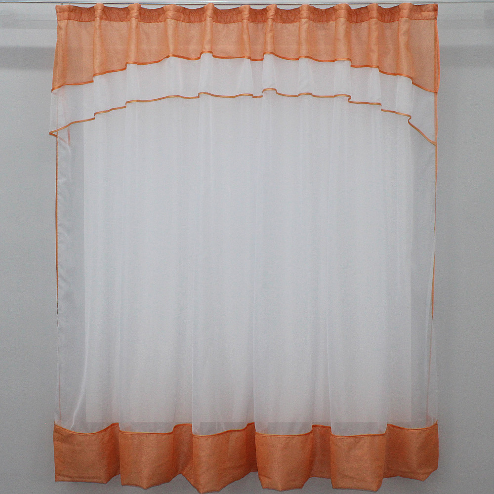 Гардина (280х170см) арка на кухню из шифона цвет белый с персиковым 110к 59-263 Киев - изображение 1