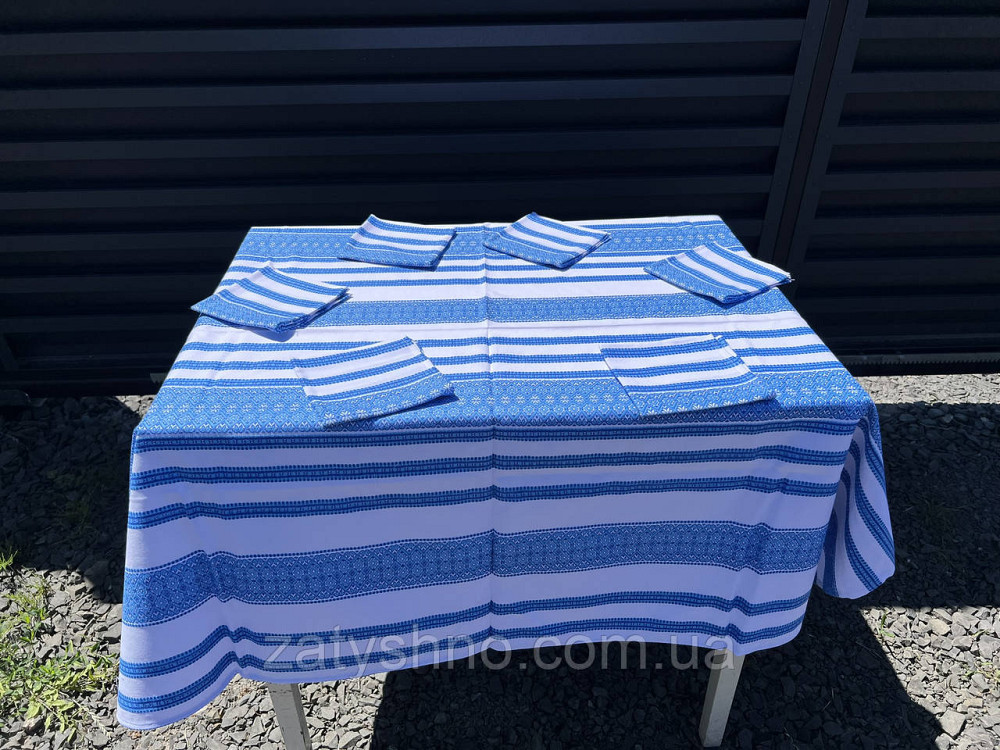 Синій скатертини на подарунок з серветками Київ - фото 4