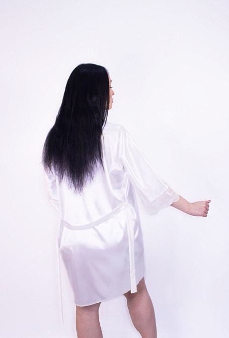 Комплект піжама з халатом з мереживом Білий Білий XL Харків - фото 5