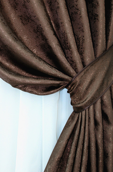 Комплект готових штор VR-Textil Жакард Мармур Al1 № 436ш Коричневий 100х285 см 2 шт (31-151) Київ - фото 4