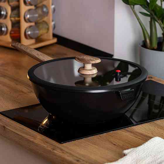 Алюмінієва сковорода 5.6 л з керамічним покриттям антипригарним Ø 30 см чорна MGC HP-4-460B Коломия