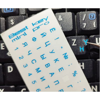 Наклейка на клавиатуру BestKey mini Pro 3,5х3мм, прозоpачное основание, 70, синий (BKmPRO/BluTr/052) Винница - изображение 2