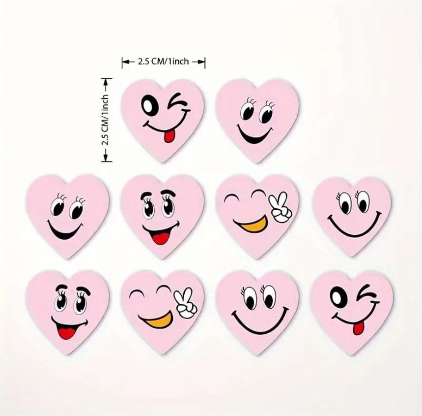 Наклейки-пломбы в форме сердец 500 шт Розовые смайлик-стикеры для подарков, упаковки, коробок. Киев - изображение 4