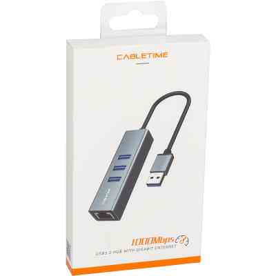 Концентратор Cabletime USB 3.0 to 3xUSB 3.0 + RJ45 0.15m (CA913374) Вінниця