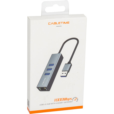 Концентратор Cabletime USB 3.0 to 3xUSB 3.0 + RJ45 0.15m (CA913374) Вінниця - фото 4