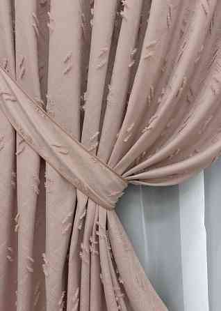 Комплект штор VR-Textil Льон Букле № 1880ш Пудровий 100х290 см 2 шт (31-978) Київ