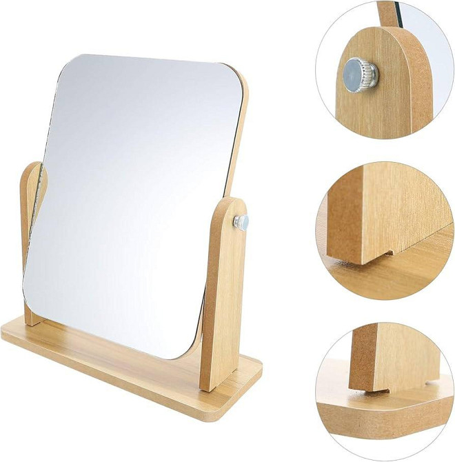 Обертове настільне дзеркало з дерев'яною підставкою 22 x 17 см 29595 Луцк - изображение 1