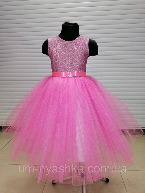 Детское нарядное платье с блестками ярко-розовое Кривой Рог - изображение 1