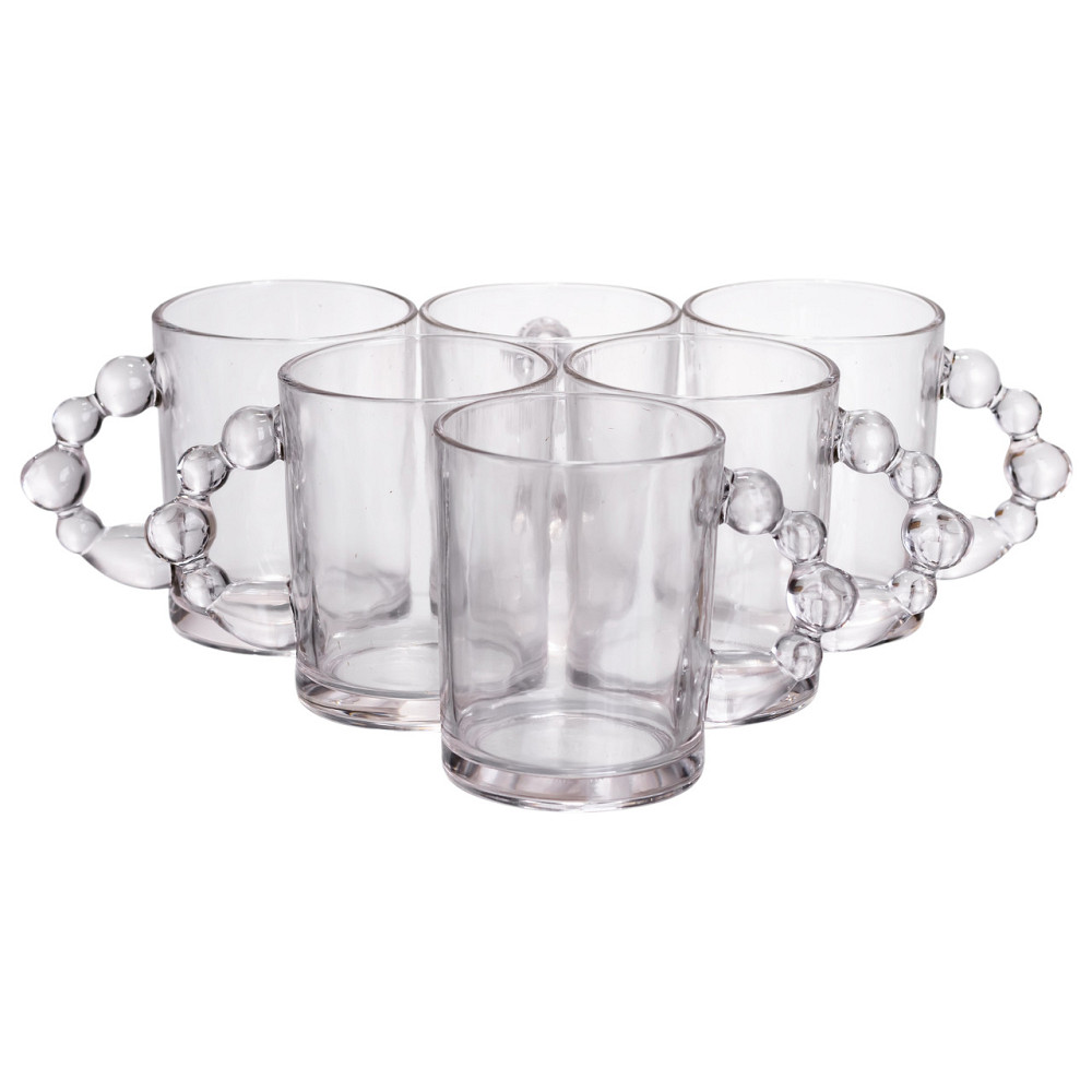 Набір чашок 6 шт для чаю та кави по 350 (мл) кружки скляні Прозорі HP-19-ZD-1 Коломия - фото 1