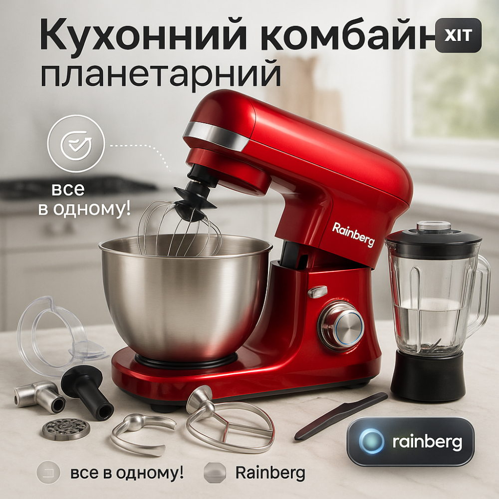 Тістомісильні машини Rainberg RB-8080, Побутовий міксер для збивання крему, Міксер із залізною чашею LD-36 Львів - фото 17