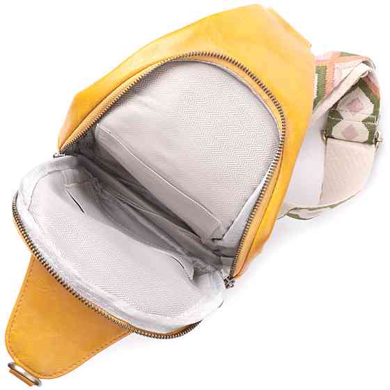 Яскрава жіноча сумка з екошкіри з акцентом на текстильну лямку Жовтий (Vintage) Київ