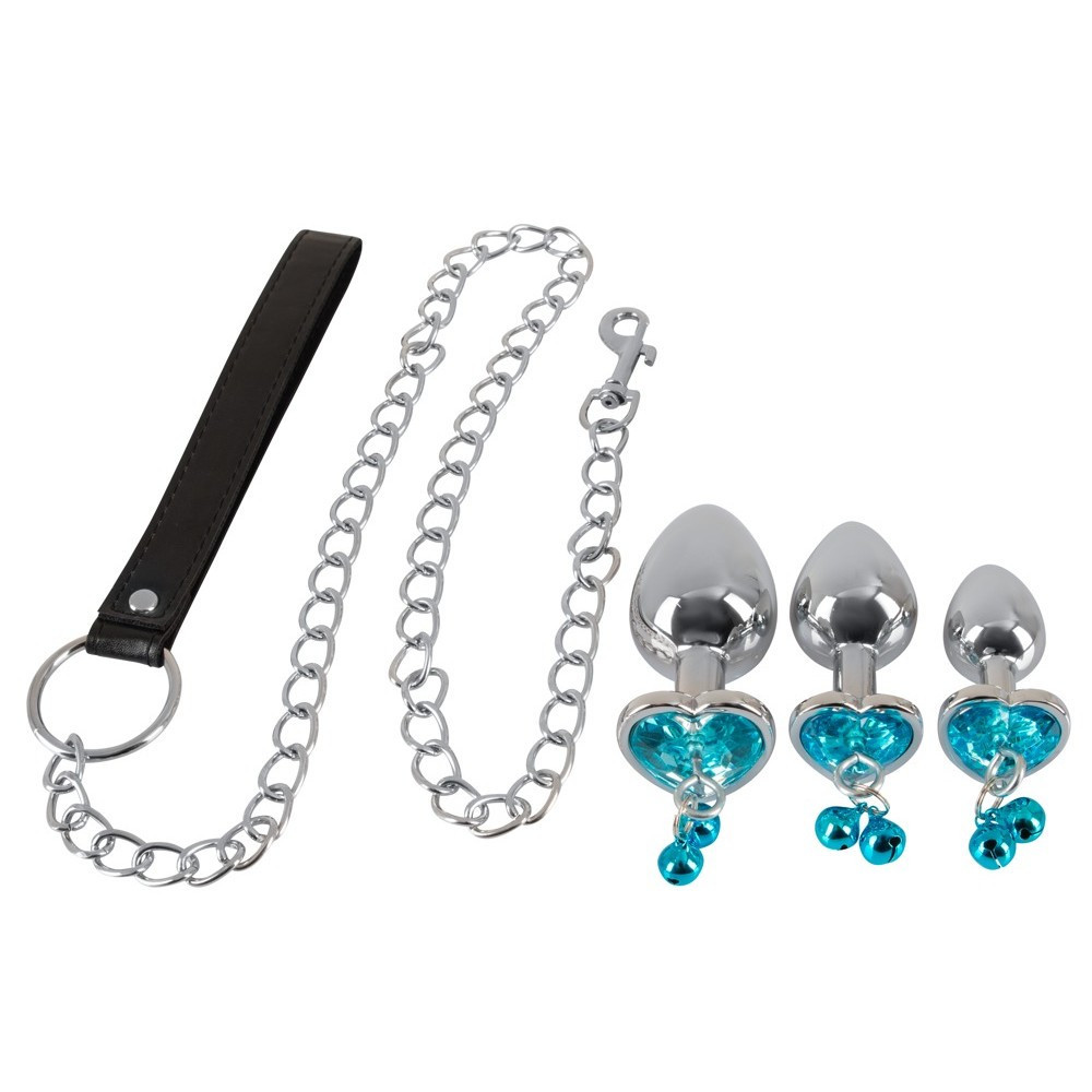 Анальные пробки с поводком You2Toys Butt Plug Set, серебристые Sex Aura Киев - изображение 1